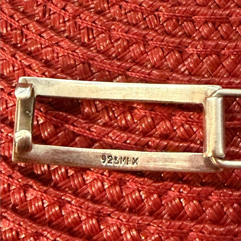 Vintage Mexican 925 Sterling Silver Hair Clip Barrette Rectangular Geometric 4g